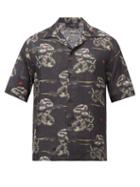Matchesfashion.com Amiri - Rattlesnake-print Silk-twill Shirt - Mens - Black