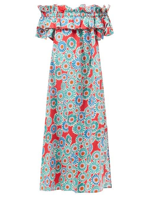 La Doublej - Breakfast Floral-print Cotton-poplin Dress - Womens - Floral