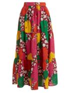 Matchesfashion.com Dodo Bar Or - Batira Floral Print Cotton Poplin Skirt - Womens - Burgundy Print