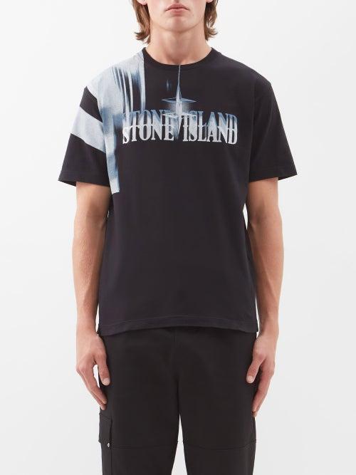Stone Island - Blurred-logo Cotton-jersey T-shirt - Mens - Black
