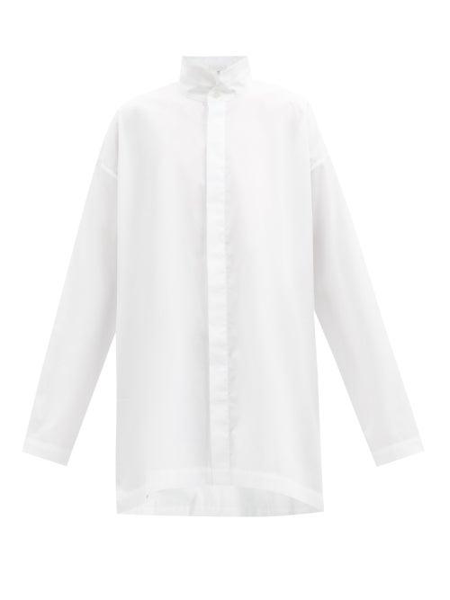 Eskandar - Stand-collar Cotton-poplin Shirt - Womens - White