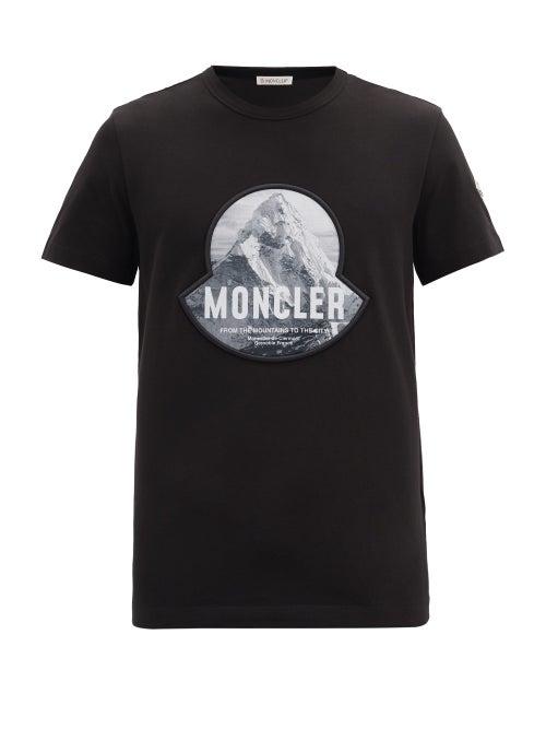 Matchesfashion.com Moncler - Mountain Logo-print Cotton T-shirt - Mens - Black