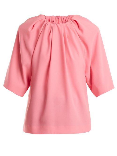 Matchesfashion.com Maison Margiela - Ruched Neck Crepe Top - Womens - Pink