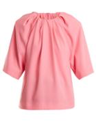 Matchesfashion.com Maison Margiela - Ruched Neck Crepe Top - Womens - Pink