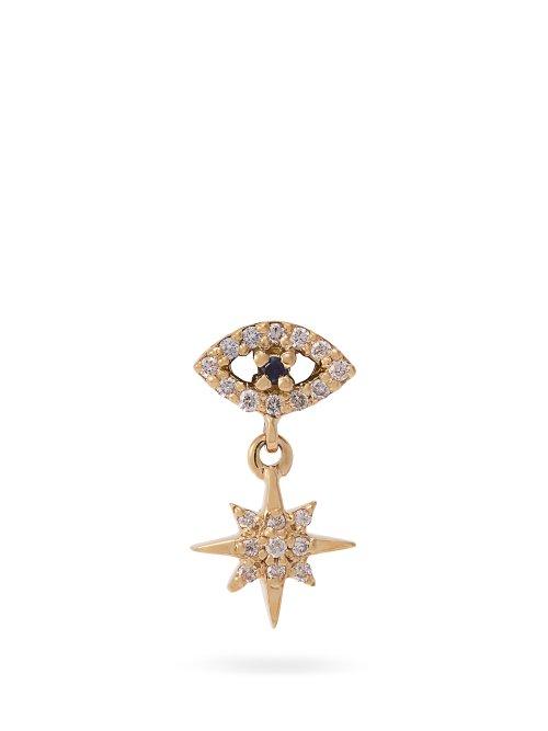 Matchesfashion.com Ileana Makri - Eye Star 18kt Gold, Sapphire And Diamond Earring - Womens - Gold