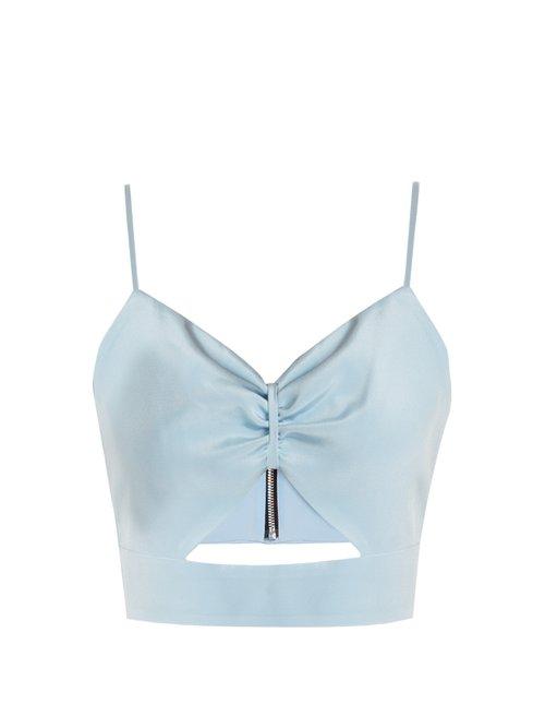 Matchesfashion.com Racil - Sexy Cut Out Silk Cropped Top - Womens - Blue