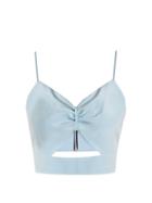 Matchesfashion.com Racil - Sexy Cut Out Silk Cropped Top - Womens - Blue
