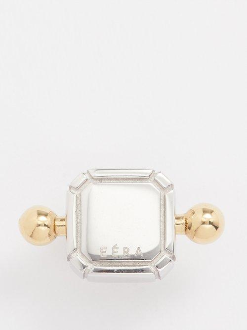 Era - Square 18kt White Gold Single Earring - Womens - White Gold Multi