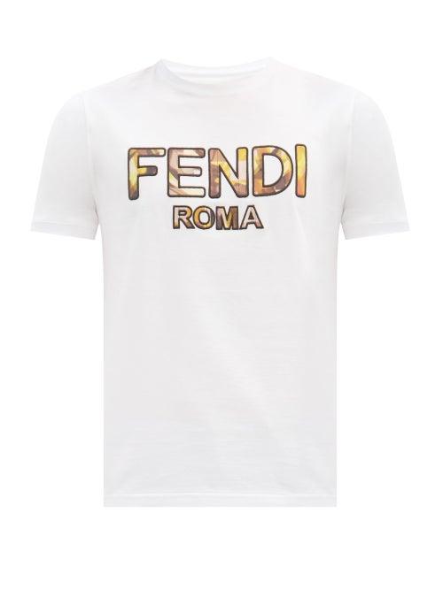 Matchesfashion.com Fendi - Roma Logo-appliqu T-shirt - Mens - White