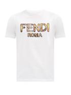 Matchesfashion.com Fendi - Roma Logo-appliqu T-shirt - Mens - White