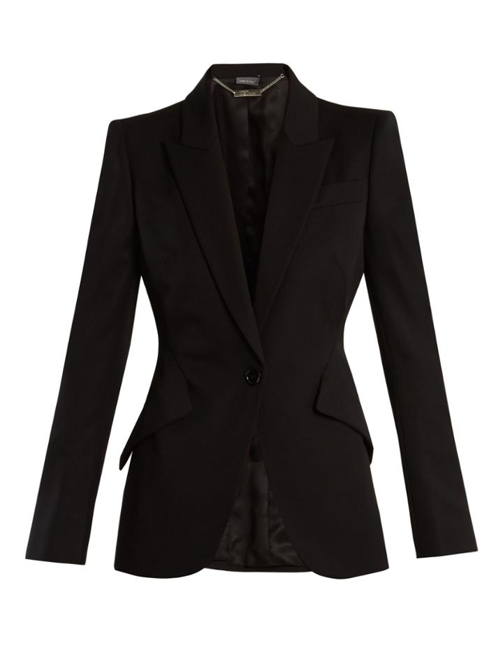 Alexander Mcqueen Single-breasted Grain De Poudre Wool Jacket