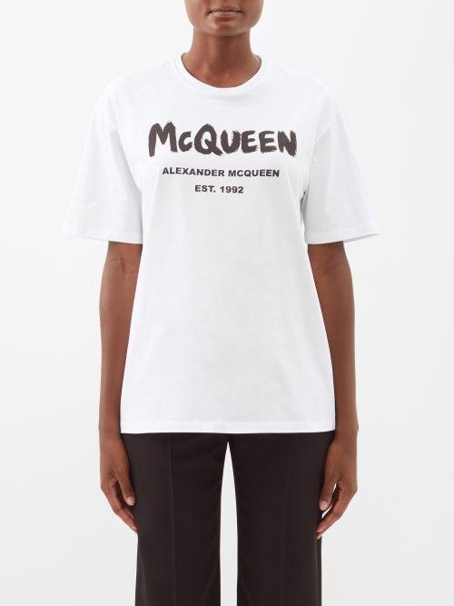 Alexander Mcqueen - Logo-print Cotton-jersey T-shirt - Womens - White