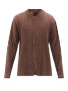 Matchesfashion.com Homme Pliss Issey Miyake - Collarless Technical-pleated Jersey Jacket - Mens - Brown