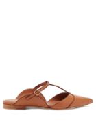 Matchesfashion.com Malone Souliers - Imogen T-bar Strap Point-toe Leather Mules - Womens - Tan