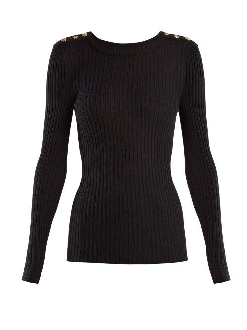 Matchesfashion.com Balmain - Ribbed Knit Top - Womens - Black