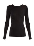 Matchesfashion.com Balmain - Ribbed Knit Top - Womens - Black