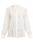 Matchesfashion.com Chlo - Twisted Drawcord Silk Crepe De Chine Blouse - Womens - Ivory