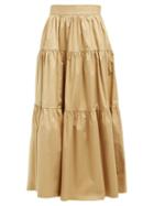 Matchesfashion.com Staud - Sea Tiered Cotton Blend Skirt - Womens - Beige