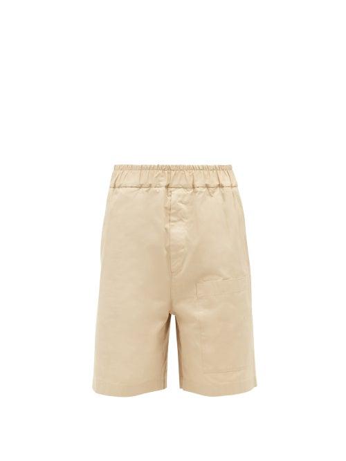 Matchesfashion.com Jil Sander - Elasticated-waist Cotton-gabardine Shorts - Mens - Beige