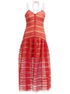 Matchesfashion.com Self-portrait - Floral Lace Panelled Midi Dress - Womens - Red