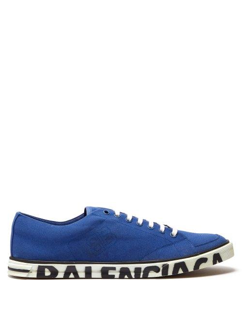 Matchesfashion.com Balenciaga - Logo Canvas Low Top Trainers - Mens - Blue
