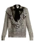 Matchesfashion.com Preen By Thornton Bregazzi - Phillipa Silk Blend Devor Top - Womens - Black Stripe