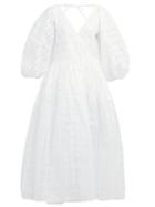 Matchesfashion.com Cecilie Bahnsen - Refitze Balloon Sleeve Wrap Midi Dress - Womens - White