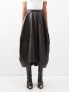 Alexander Mcqueen - Leather Midi Skirt - Womens - Black