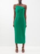 Roland Mouret - Asymmetric Wool-crepe Midi Dress - Womens - Green