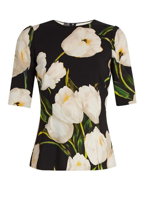 Dolce & Gabbana Tulip-print Crepe Top
