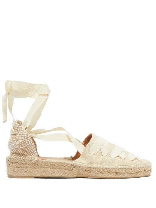 Matchesfashion.com Castaer - Gina Wraparound Canvas & Jute Espadrilles - Womens - Cream