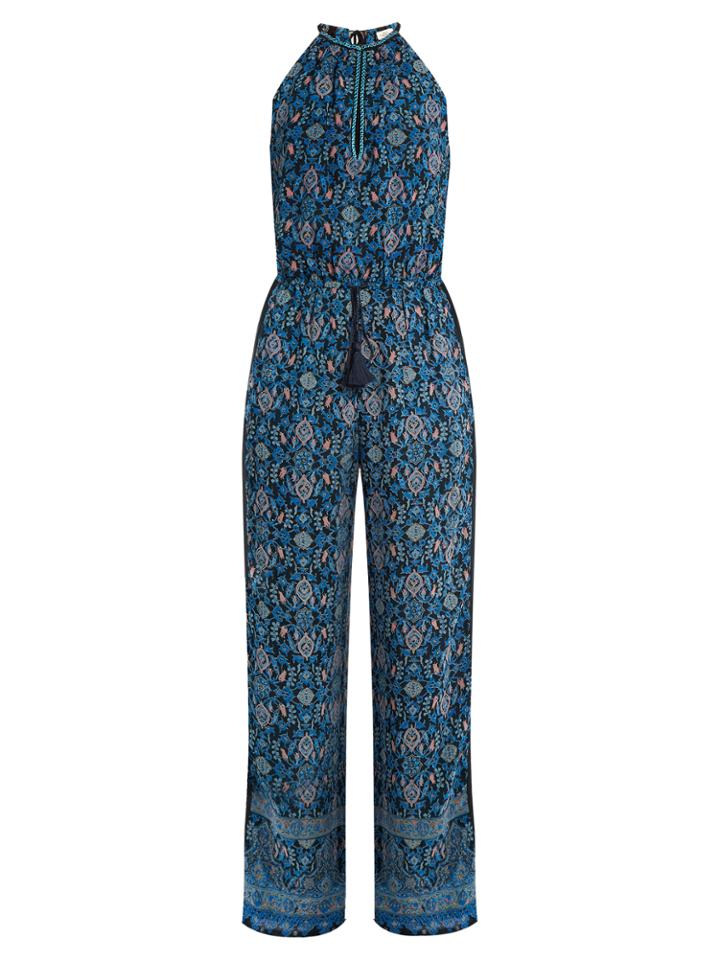 Talitha Maharaja-print Halterneck Silk-crepe Jumpsuit