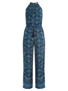Talitha Maharaja-print Halterneck Silk-crepe Jumpsuit