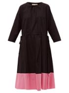 Matchesfashion.com Marni - Godet Hem Cotton Poplin Midi Dress - Womens - Black Pink