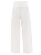 Anaak - Maya Shirred-waist Cotton-muslin Wide-leg Trousers - Womens - Off White