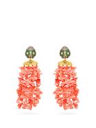 Matchesfashion.com Begum Khan - Ladybug Amalfi 24kt Gold-plated Clip Earrings - Womens - Pink Multi