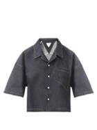 Matchesfashion.com Bottega Veneta - Cropped Short-sleeve Denim Shirt - Womens - Denim