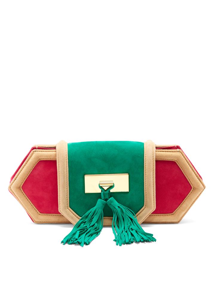 Balmain Killari Tassel-embellished Suede Clutch