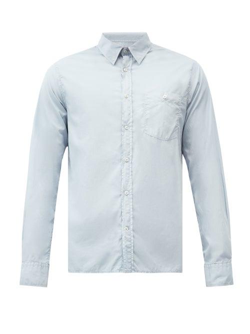 Matchesfashion.com Officine Gnrale - Alex Pigment-dyed Cotton-poplin Shirt - Mens - Light Blue