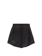 Saint Laurent - Drawstring-waist Organic-silk Charmeuse Shorts - Womens - Black