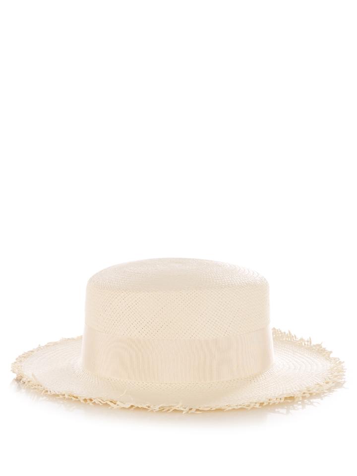Federica Moretti Panama Frayed-edge Straw Hat