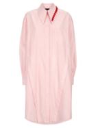 Simone Rocha - Beaded-collar Striped Shirt Dress - Womens - Pink Multi