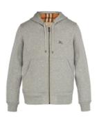Matchesfashion.com Burberry - Hooded Zip Through Cotton Blend Sweatshirt - Mens - Grey
