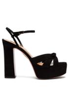 Matchesfashion.com Aquazzura - Baba 125 Knotted Suede Platform Sandals - Womens - Black
