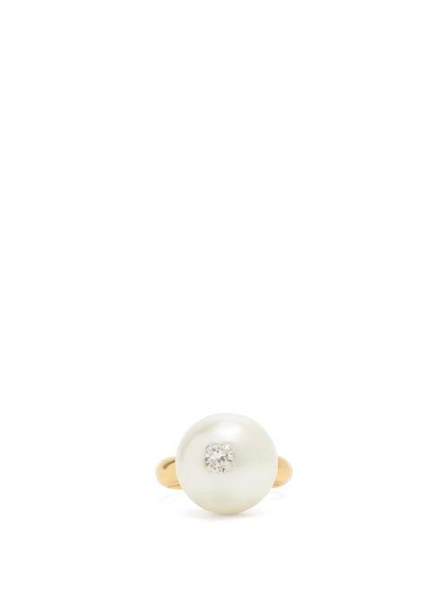 Matchesfashion.com Simone Rocha - Crystal-embellished Faux-pearl Ring - Womens - Gold