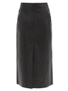 Matchesfashion.com Ellery - Piste Noire Leather Midi Skirt - Womens - Black
