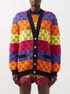 Gucci - Gg-intarsia Striped Cotton-blend Cardigan - Womens - Multi
