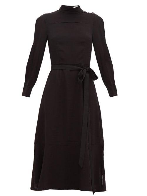 Matchesfashion.com Cefinn - High Neck Muslin A Line Dress - Womens - Black