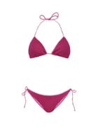 Matchesfashion.com Osree - Lumire Metallic Triangle Bikini - Womens - Dark Pink