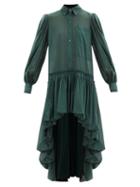 Matchesfashion.com Aje - Idealism Dip-hem Cotton Shirt Dress - Womens - Dark Green